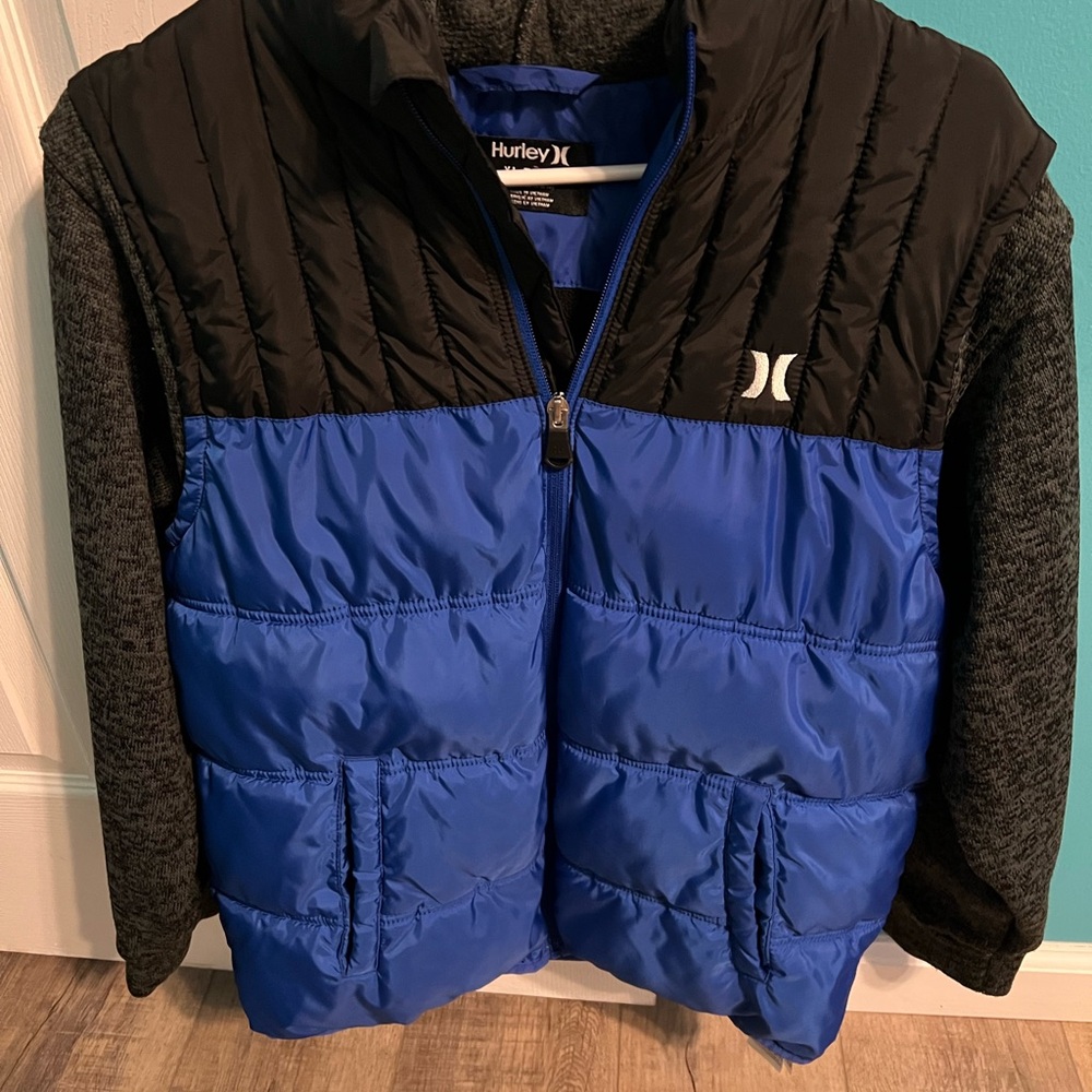 Hurley Black and Royal Blue Puffer Vest Jacket for Kids